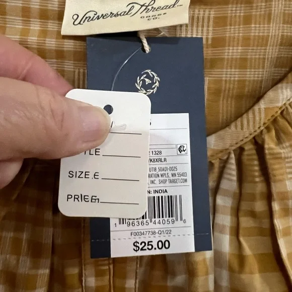 Universal Thread Musturd Plaid Blouse - Picture 2 of 2
